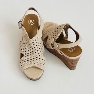 SO Cream Woven Cork Wedge Sandals